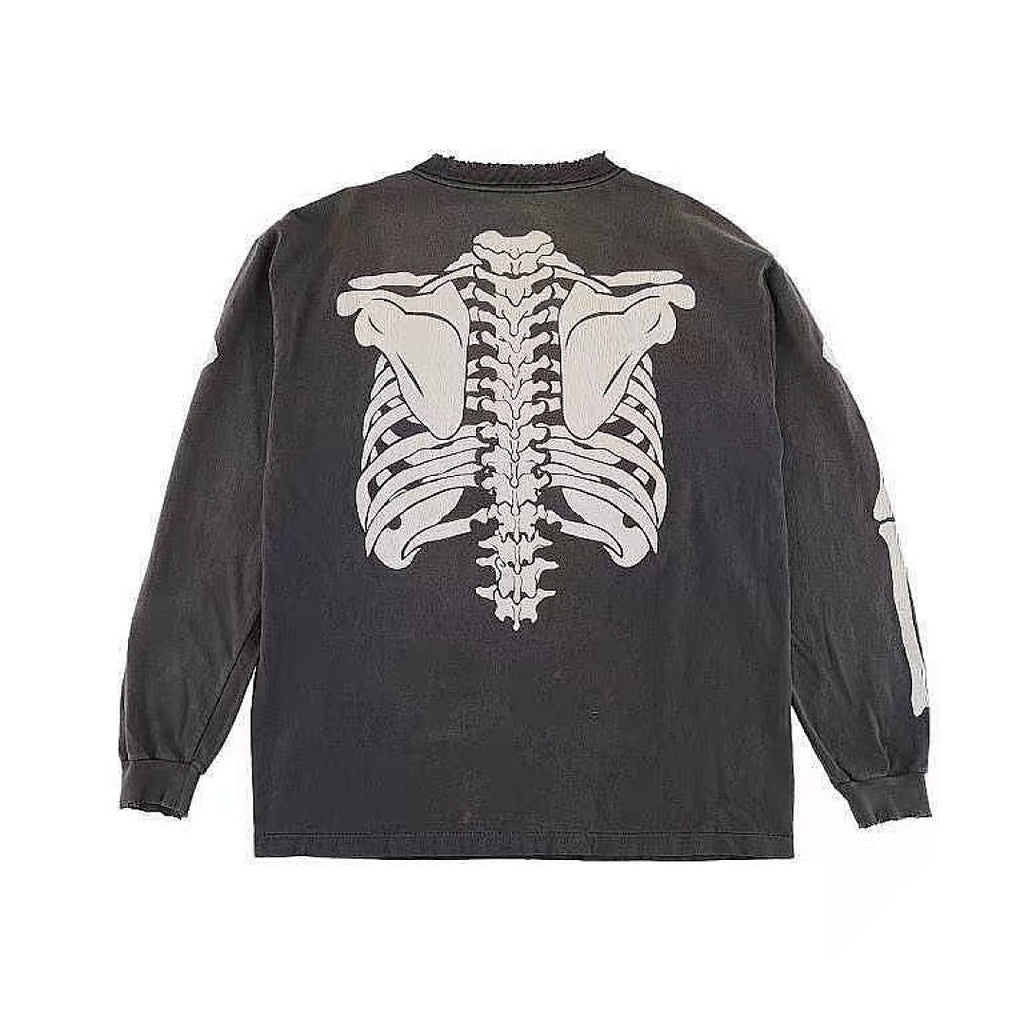 Saint Michael Skeleton Ribcage Graphic Long Sleeve Sweatshirt