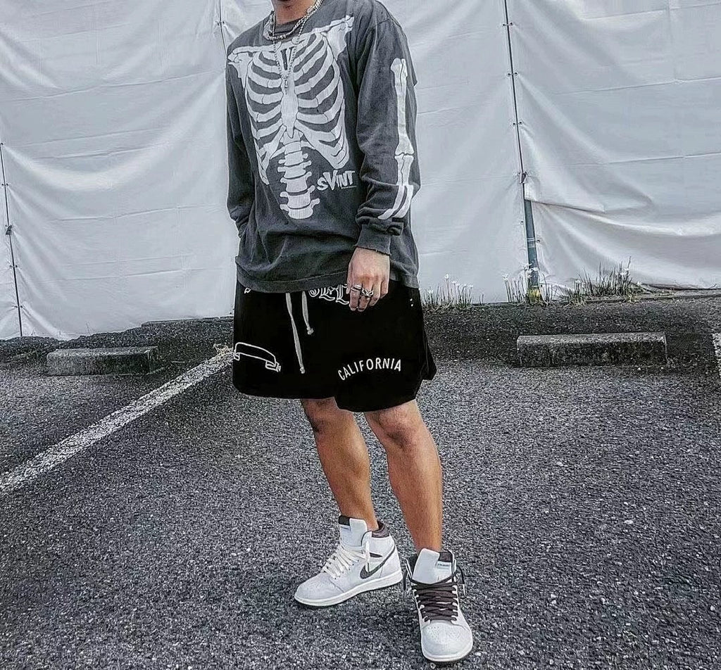 Saint Michael Skeleton Ribcage Graphic Long Sleeve Sweatshirt