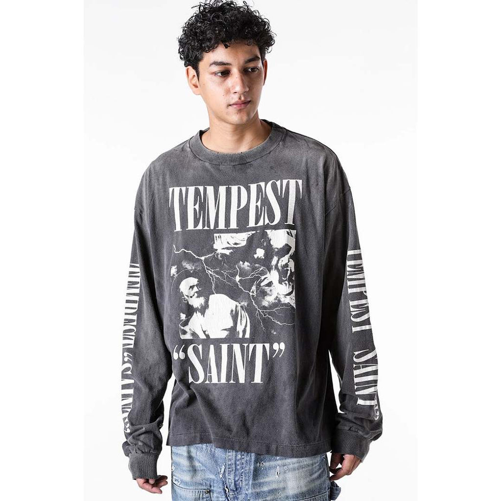 Saint Michael Tempest Graphic & Back Script Sweatshirt
