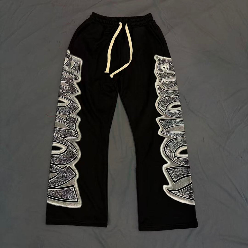 MIXED EMOTION Side Panel Graphic Wide-Leg Pants