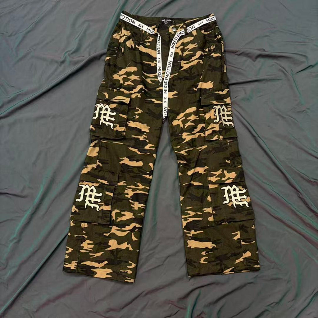 MIXED EMOTION Camo Graphic Utility Cargo Pants