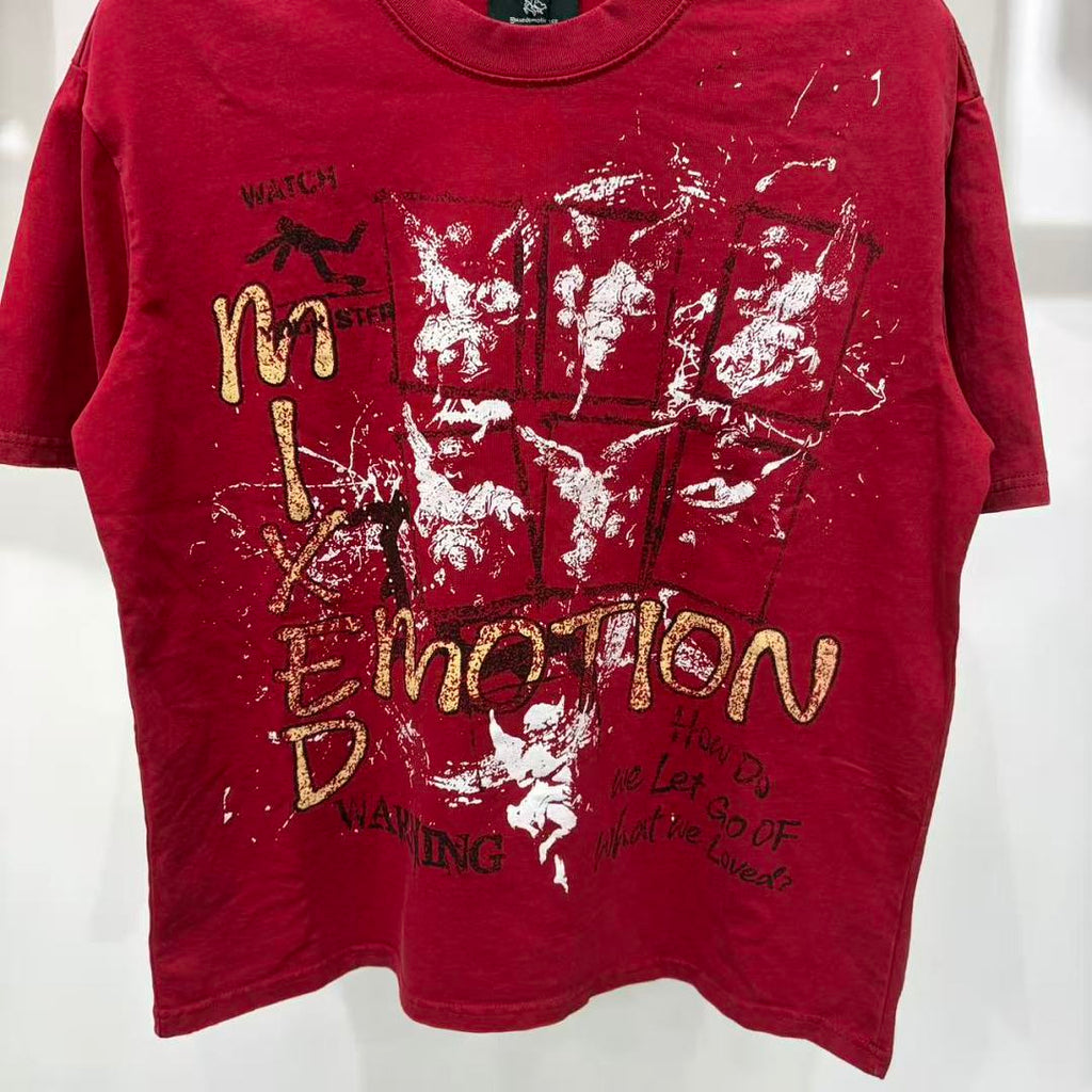 Mixed Emotion Distressed Typography Graphic Tee
