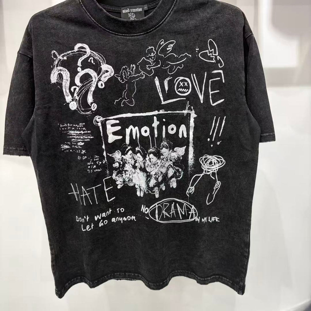 Mixed Emotion Distressed Handwritten Graphic Tee