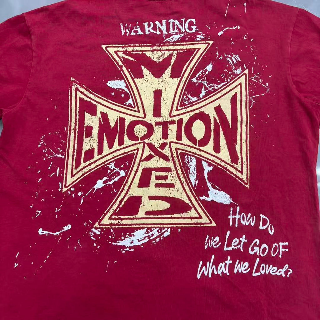 Mixed Emotion Distressed Typography Graphic Tee