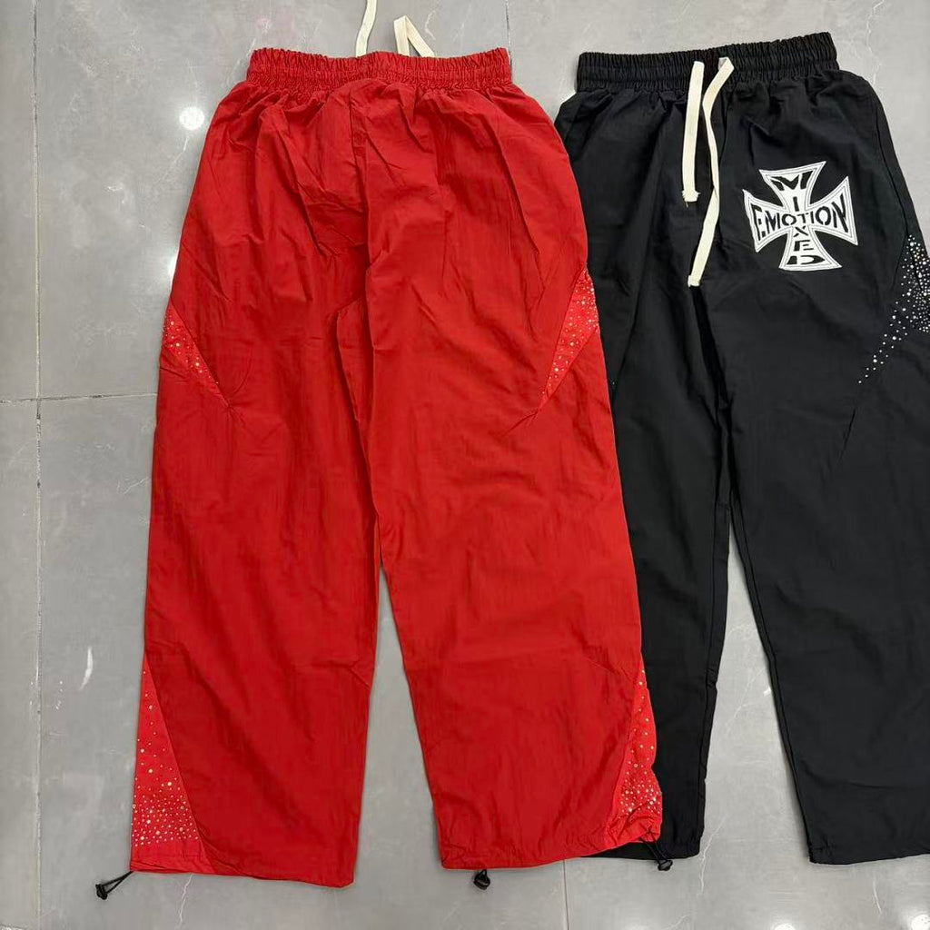 MIXED EMOTION Cross Logo Nylon-Style Casual Shorts