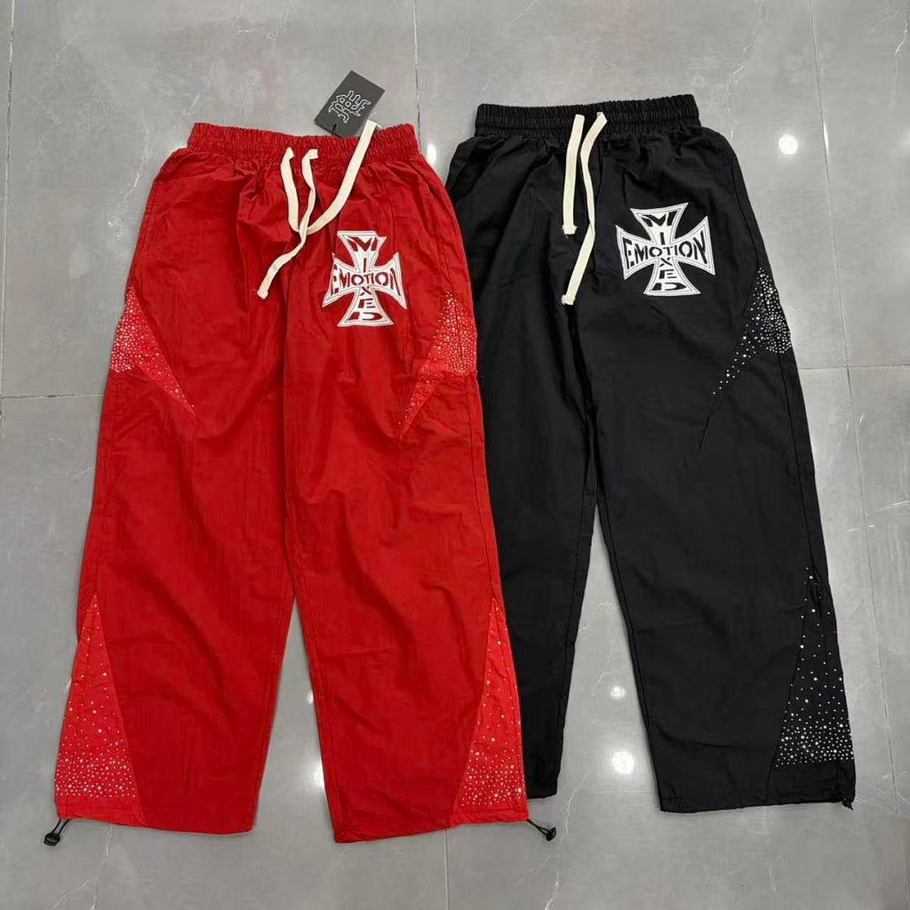 MIXED EMOTION Cross Logo Nylon-Style Casual Shorts