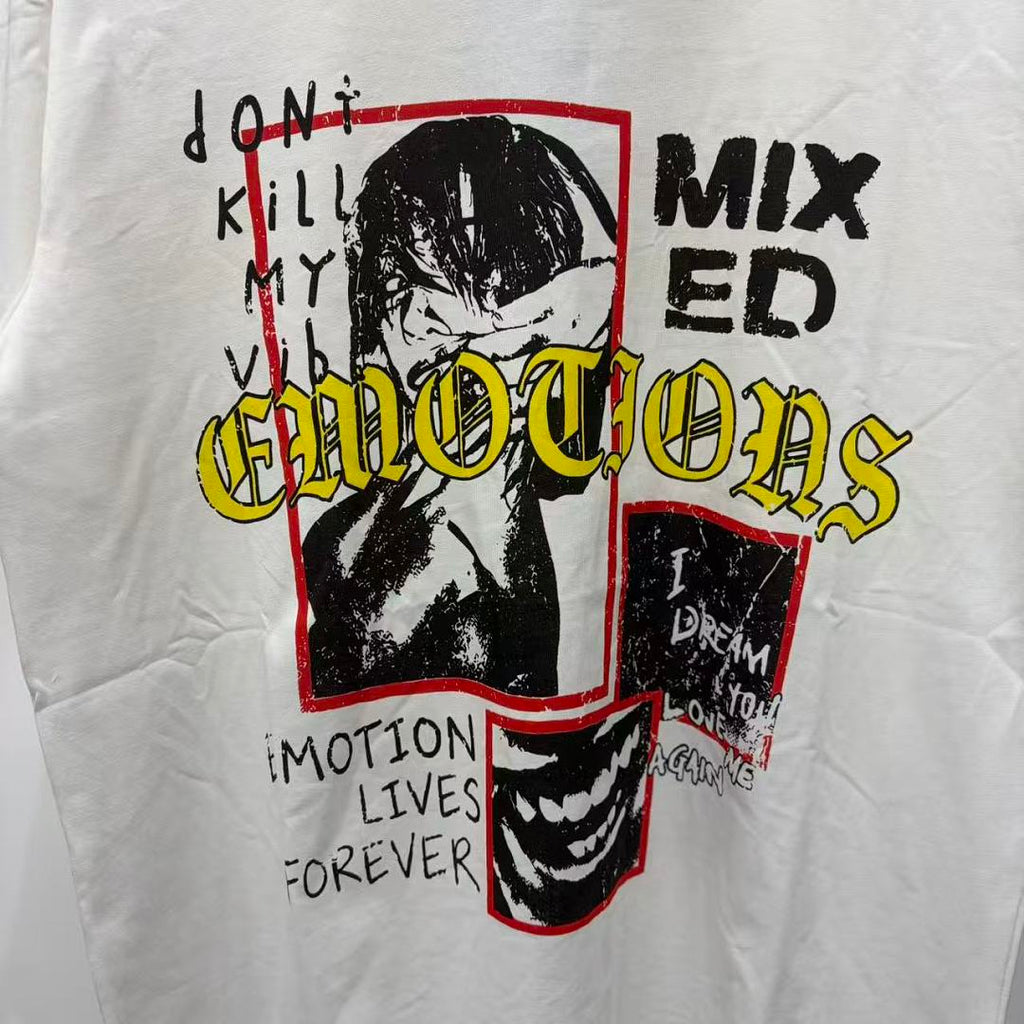 Mixed Emotion Embroidered Graphic T-Shirt
