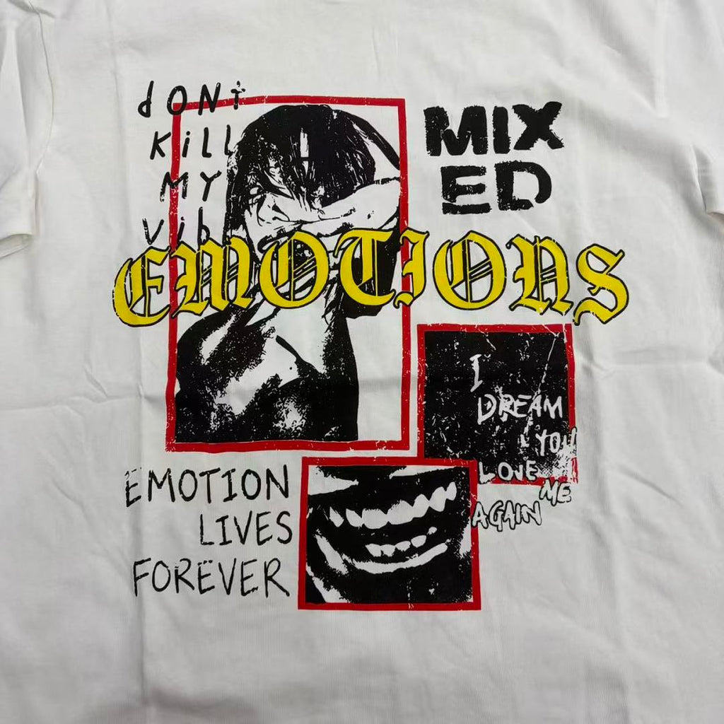 Mixed Emotion Embroidered Graphic T-Shirt