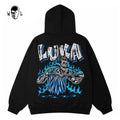 Warren Lotas Luka Blue Flame Jersey Rip Hoodie - Black