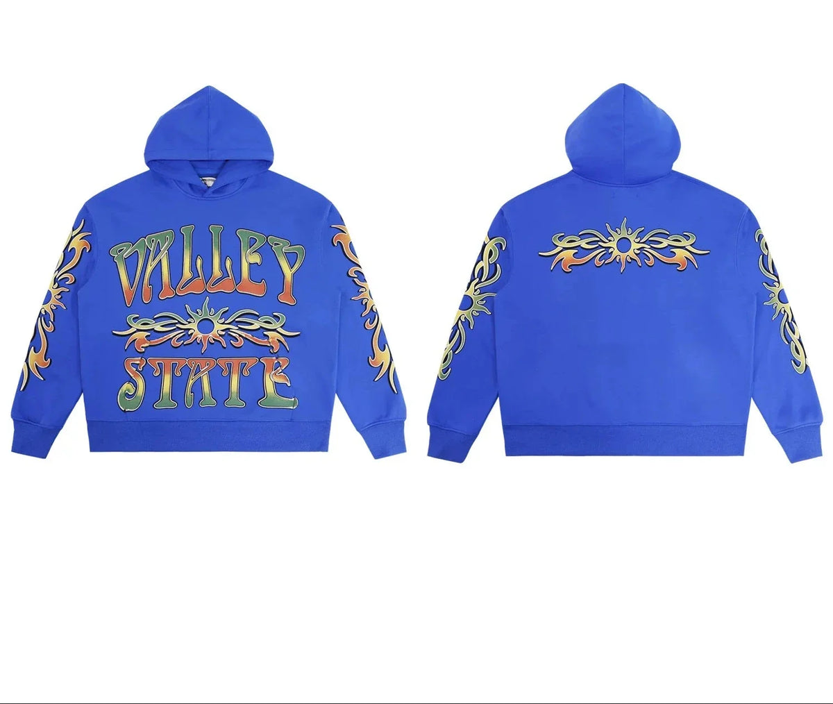 Valleydream Blue Valley State Tribal Print Hooded Sweatshirt