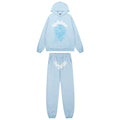 Sp5der Graphic Splash Hoodie & Sweatpants Set - Light Blue