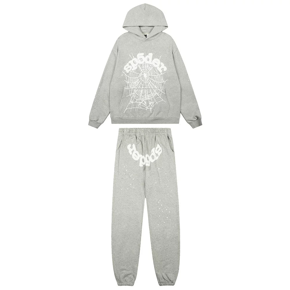 Sp5der Gothic Web Logo Tracksuit - Light Grey