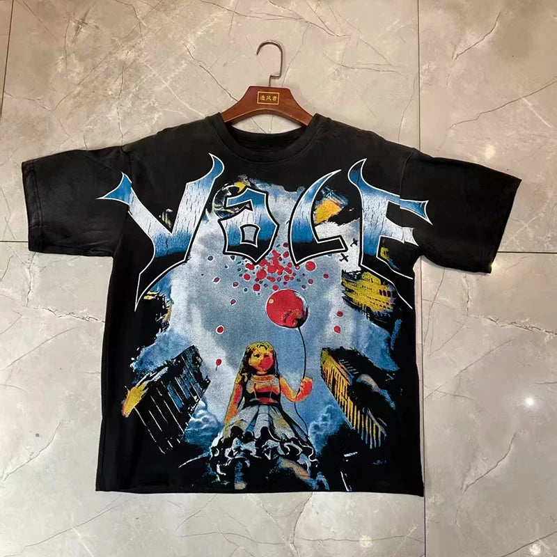 Valleydream Black Fantasy Character Retro Vintage Graphic T-Shirt