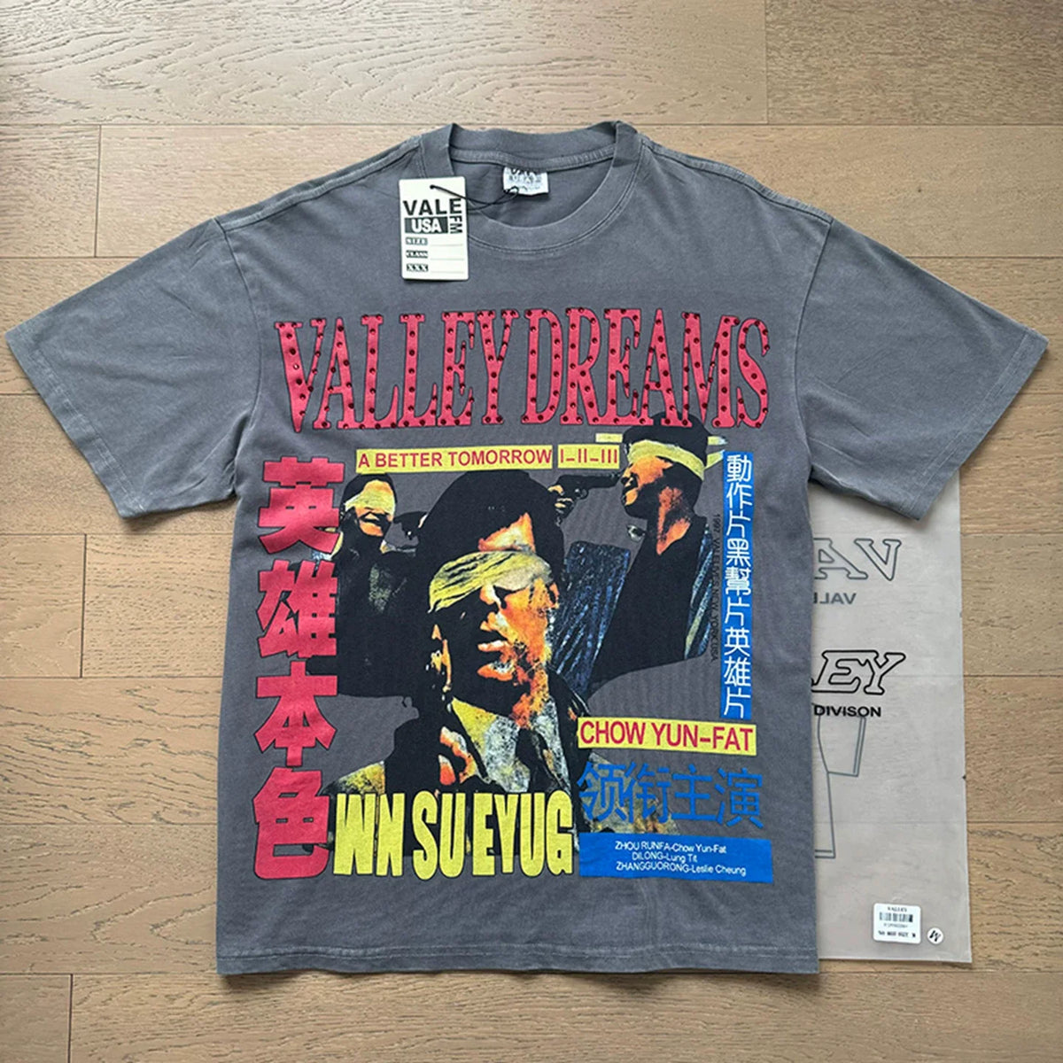 VALEFOREVER Grey Washed Valley Dreams A Better Tomorrow Retro Movie Graphic T-Shirt