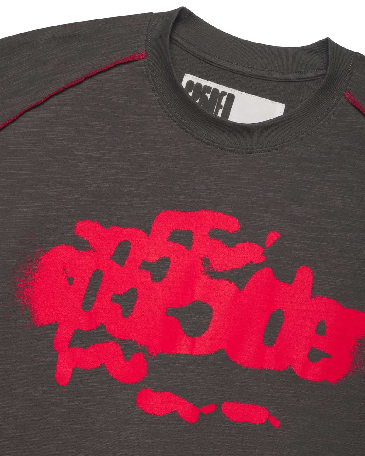 Sp5der Contrast Stitch Slub Tee Slate Grey