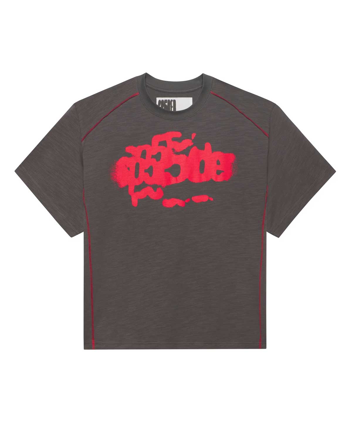 Sp5der Contrast Stitch Slub Tee Slate Grey
