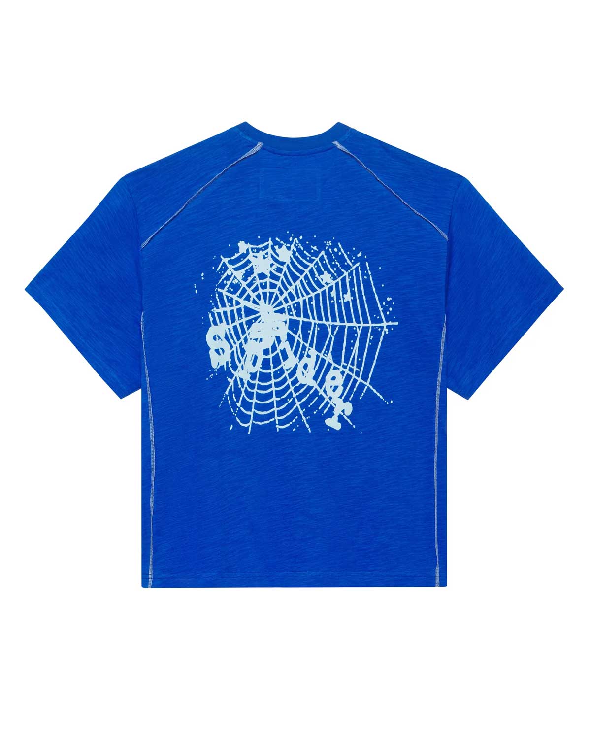 Sp5der Contrast Stitch Slub Tee Tory Blue