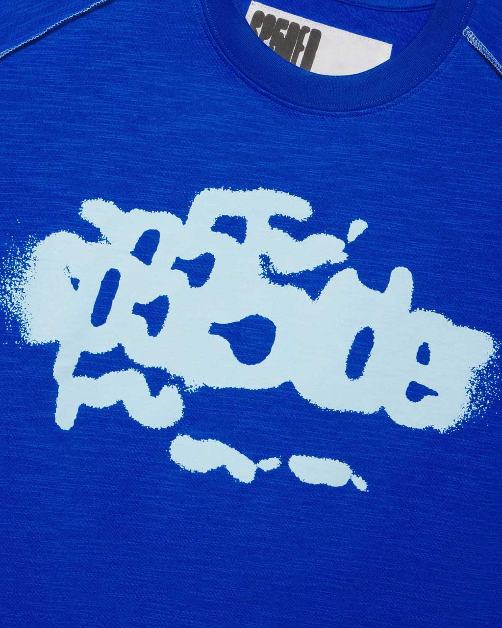 Sp5der Contrast Stitch Slub Tee Tory Blue