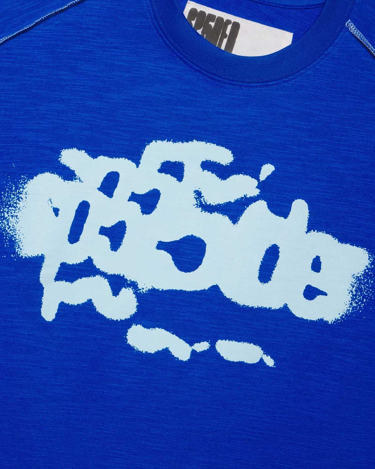 Sp5der Contrast Stitch Slub Tee Tory Blue