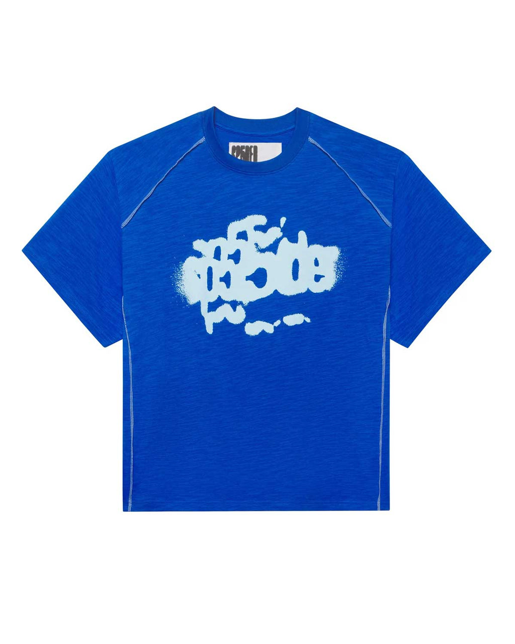 Sp5der Contrast Stitch Slub Tee Tory Blue