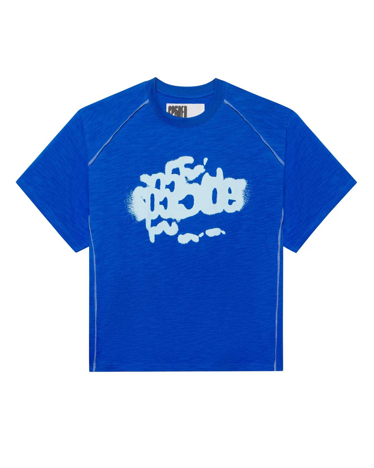Sp5der Contrast Stitch Slub Tee Tory Blue