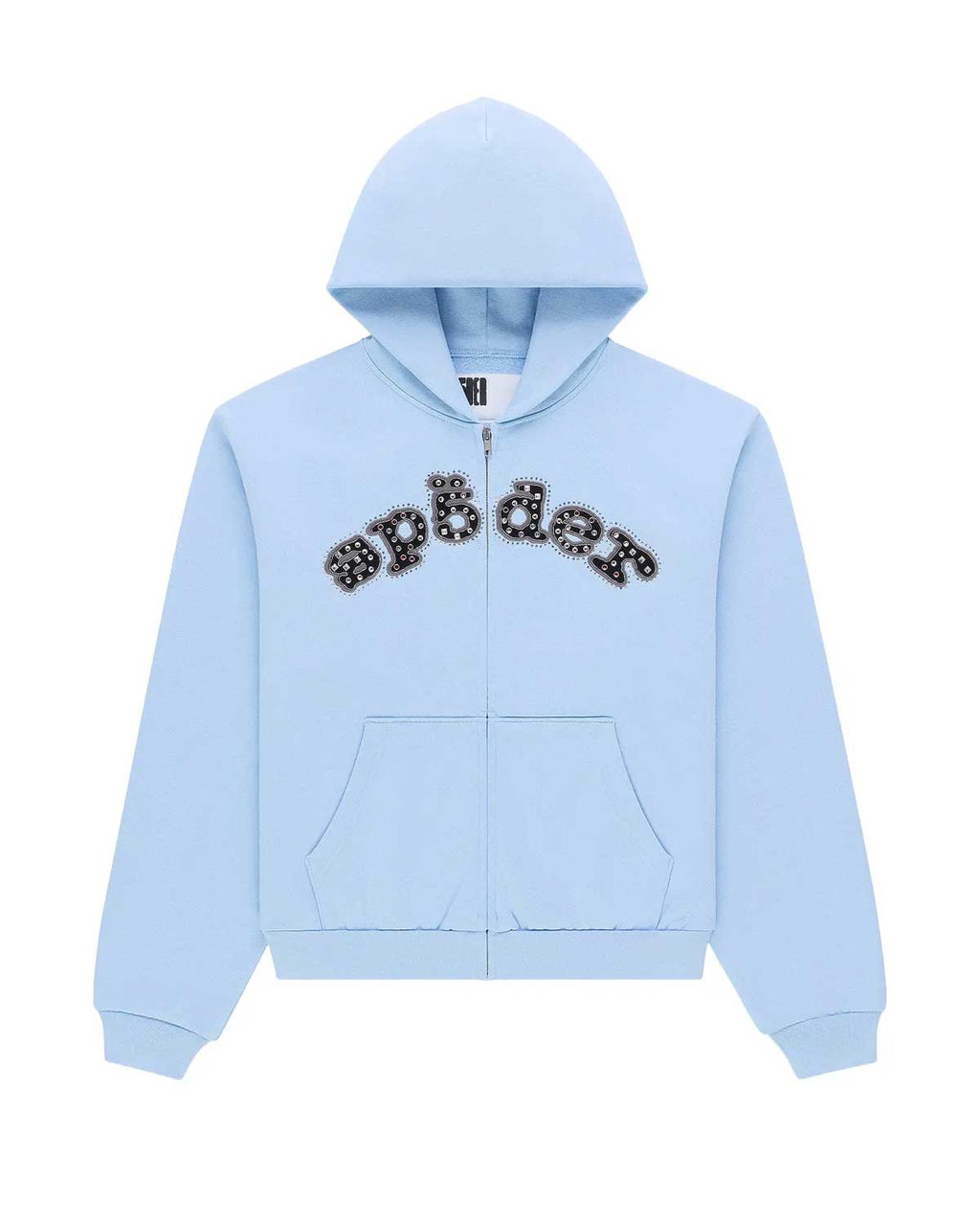 Sp5der OG Logo Mixed Stone Zip Up Hoodie Rock Blue