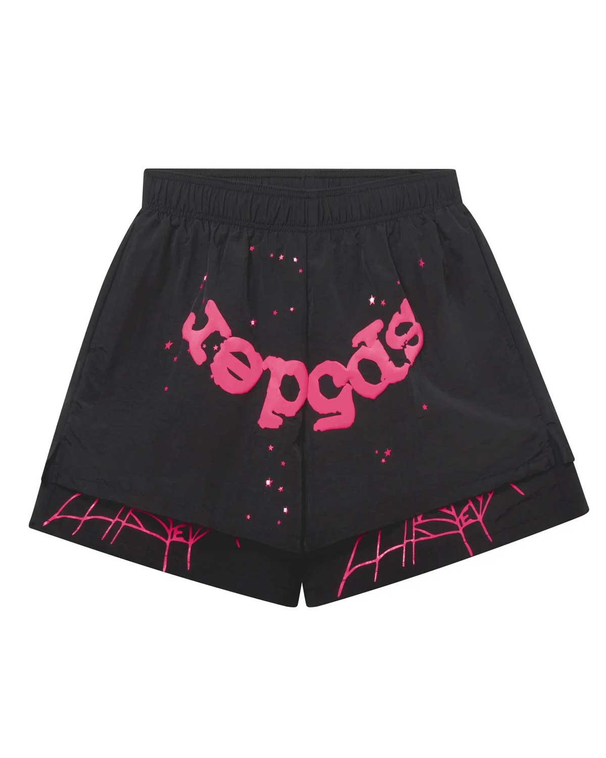 Sp5der OG Web Double Layer Shorts Black/Pink