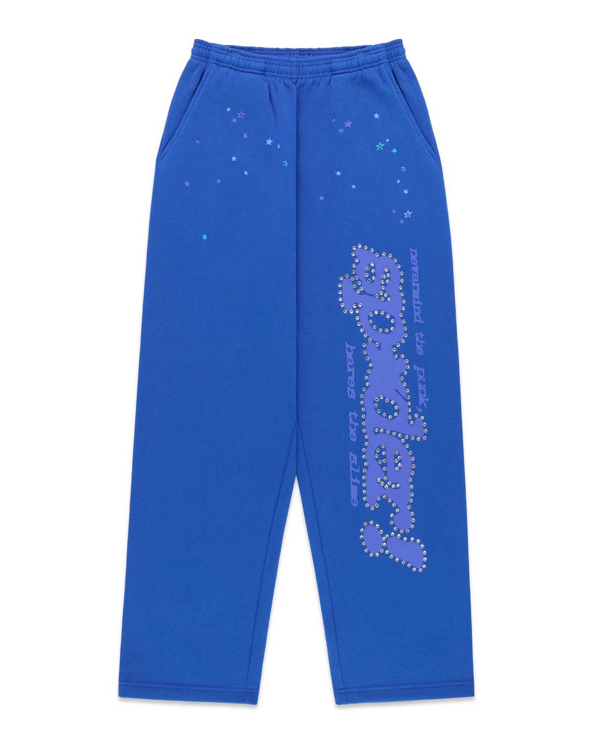 Sp5der Rhinestone Punk V2 Sweatpants Blue