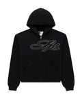 Sp5der Rhinestone Script Zip Up Hoodie Black