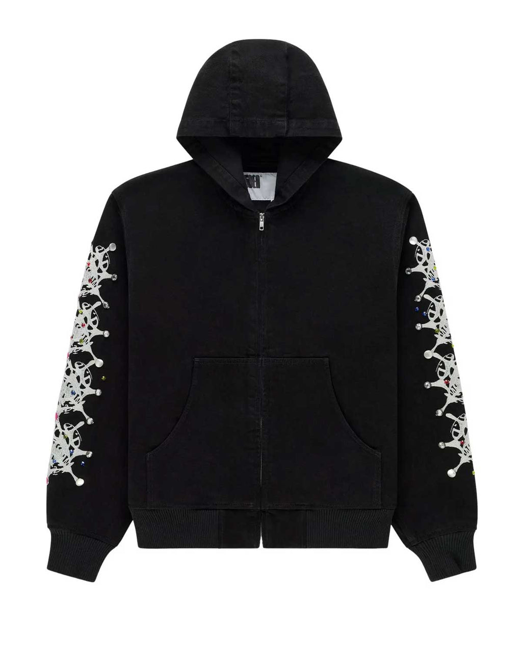 Sp5der Webstone Hooded Denim Work Jacket Black