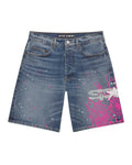 Sp5der Heavy Web Denim Shorts Light Blue
