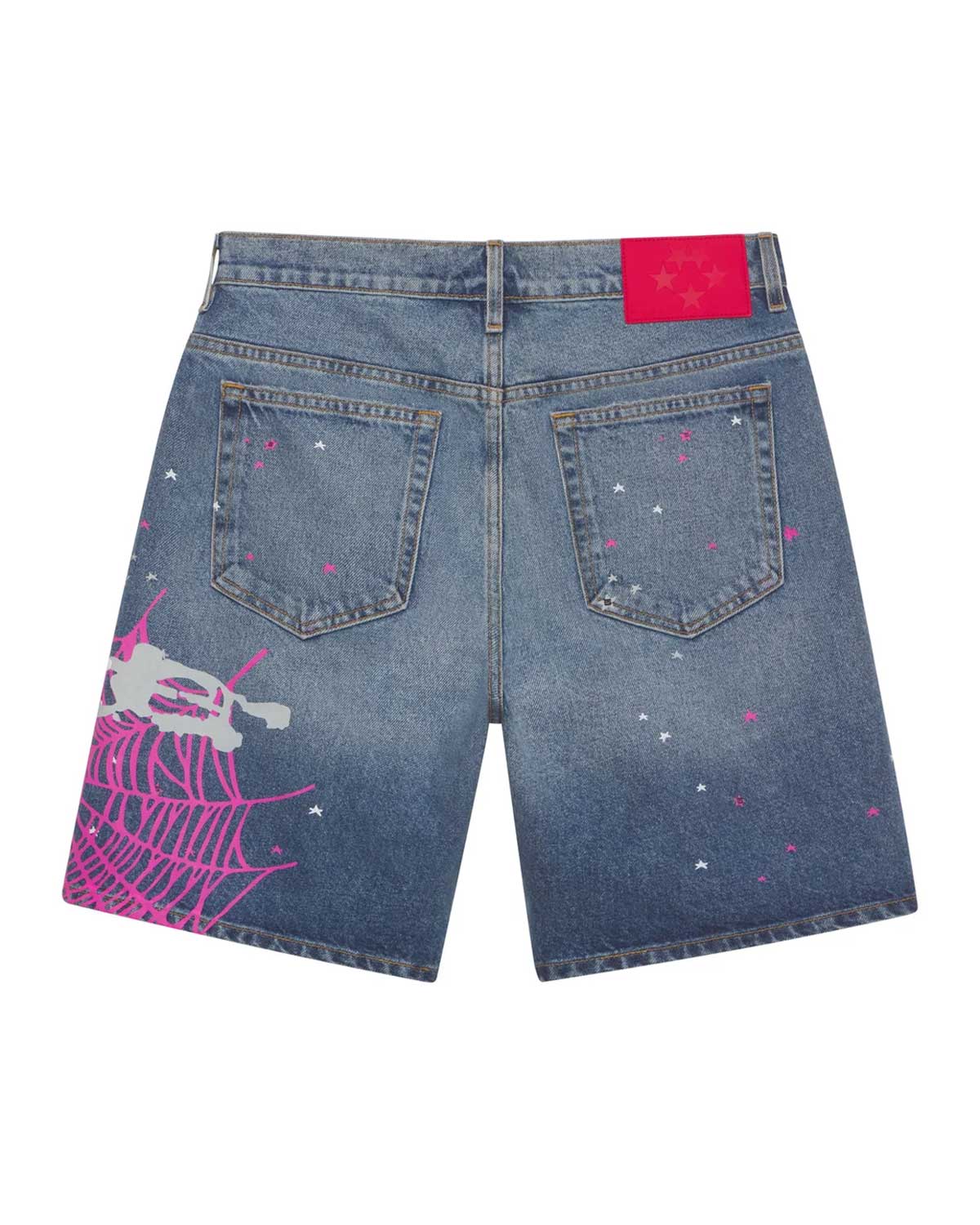 Sp5der Heavy Web Denim Shorts Light Blue